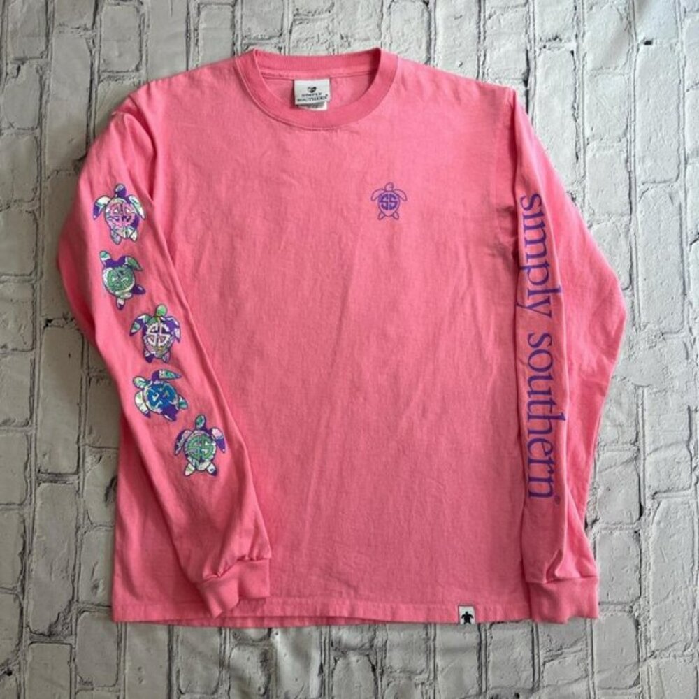 Simply Southern Pink long sleeve turtle graphic tee #preppy